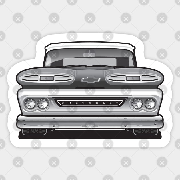 1961 Chevy Apache BW Sticker by RBDesigns